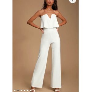 Lulus White strapless jumpsuit - size M
